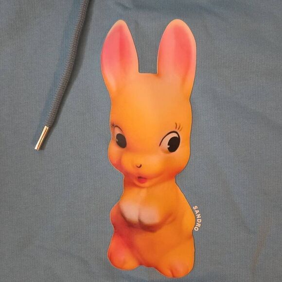 Sandro Pullover BunnieHoodie Bleu Clair XXLarge - Picture 2 of 8